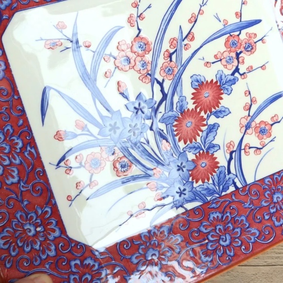 Vintage 1930s Platter Japan Porcelain Ceramic Tea Tray Plate Asian Home Decor - Picture 5 of 7